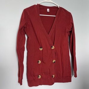 American Apparel Double Button Front Cardigan Sweater Red